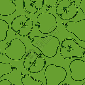 无缝模式 用手画水果元素 苹果梨 蔬菜壁纸绘画插图织物手绘艺术打印热带杂货店食物墙纸图片