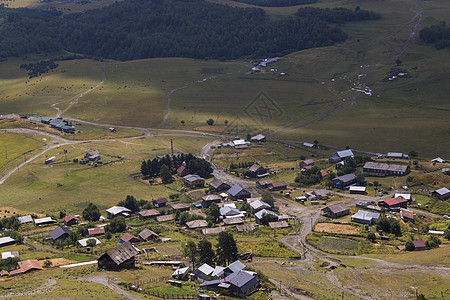 格鲁吉亚Tusheti的Omalo村山脉国家农村地区房子岩石村庄建筑全景吸引力图片