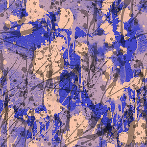 一个无缝的图案 单色颜料喷洒在紫罗兰和蜜蜂背景上图片