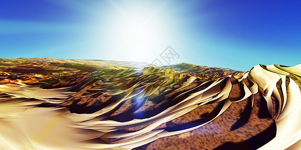 在沙漠的沙丘日落  3d 渲染观光旅游阳光海滩干旱场景太阳蓝色冒险爬坡背景图片