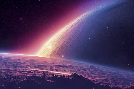 3d成为太空艺术 外星星球  紫色天空的幻想景观天文学气氛外星人科幻月亮星星风景世界行星小说图片