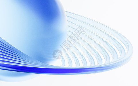 有梯度颜色的透明玻璃 3D翻譯乐趣透明度蓝色弯曲戒指渲染水晶光谱曲线反射背景图片