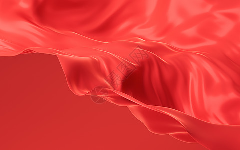 红布背景 3D交接棉布折叠液体庆典海浪丝绸皱纹曲线窗帘横幅图片