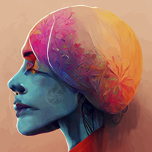 人类大脑的彩色插图 人脑的详细二维插图 大脑的一部分艺术思维心理学药品工艺智力头脑创造力天才教育图片