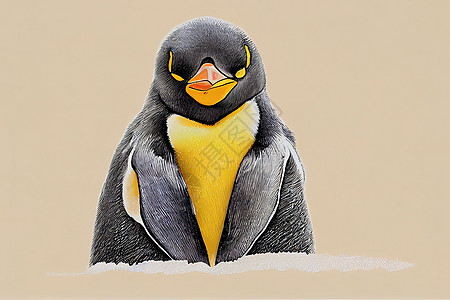 打伞的小企鹅企鹅王 可爱的宝贝 白纸笔草图背景