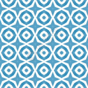 Ikat 重复游泳服设计 蓝色对称墙纸民间纺织品游泳衣三角形手绘打印钻石反射艺术图片