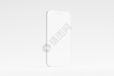 Phone 143D 渲染白色空白样机反应商业黏土工具技术屏幕框架网络小样电话图片