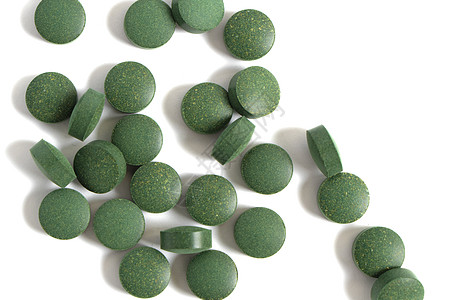 维他命抗氧化剂绿色 螺旋状氯天然绿色超食品平板药品药片药物小球藻维生素饮食来源草本螺旋图片