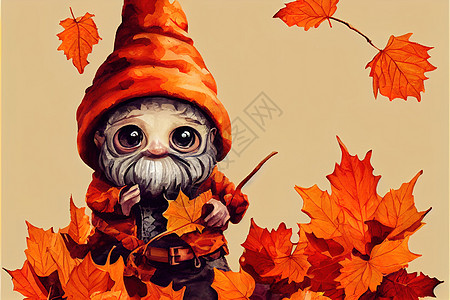 秋天Gnome 瀑布Gnome 秋天或秋季动物装饰图片