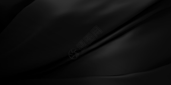 黑色布面背景 复制空间3d渲染奢华衣服海浪横幅墙纸丝绸曲线海报插图图片
