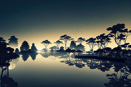 亚洲夜影 日本花园 3D投影图片