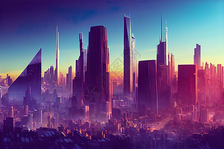未来城市天空线全景3D场景 未来的城市景观创意城市化公寓建筑物天际小说天空运输财产房子建筑学图片