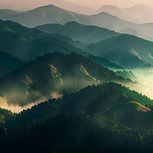 绿山脉 迷雾山的风景插图联盟丘陵衬套地平线旅游办公室天际全景天空图片