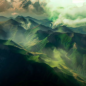 绿山脉 迷雾山的风景家庭环境丘陵全景女士旅行地平线衬套场地生态图片
