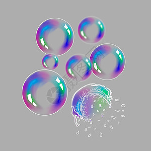 肥皂泡沫在一个孤立的背景中飘浮在空气中 香皂泡沫爆发图片