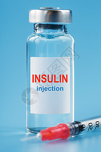 一瓶胰岛素激素 和桌上的注射器剂量瓶子疫苗安瓶护士胰岛素治疗药剂安瓿处方图片