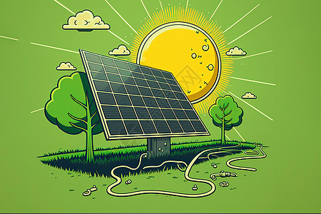 绿色地球 替代能源 绿色草原背景太阳能板块 Art Art图片