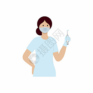 一名护士正在为疾病注射 矢量平面卡通插画 冠状病毒 流行病和疾病治疗的概念 医院应用程序或网站的信息图表图片