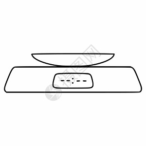 dood 风格的厨房电子秤 用于测量食物重量的厨房用具 白色背景上的矢量图标公寓黑色房子电器器具染色力量插图涂鸦锅炉图片