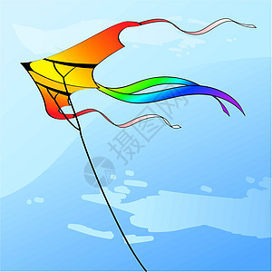 多彩风筝彩虹活动插图空气天空帆布乐趣孩子海滩图片