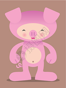 可爱的粉红猪矢量漫画图片