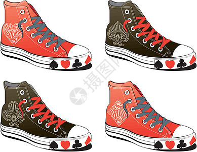 黑桃带扑克符号的鞋子设计图片