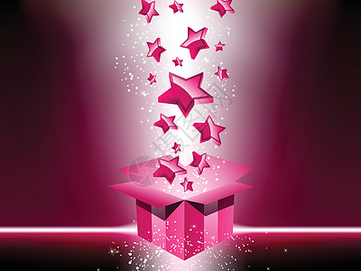 有星星的粉红礼物盒念日盒子派对庆典购物礼品风格墙纸包装装饰图片