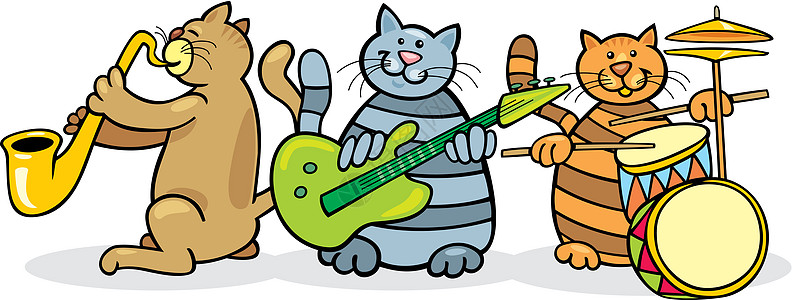 猫咪带猫与吉他素材高清图片