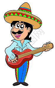 墨西哥音乐家男人吉他唱歌职业歌手载体帽子旋律插图边帽图片