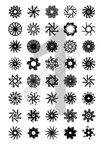 印字装饰品矢量蕾丝花丝字体插图太阳数字花环星星徽章花纹图片