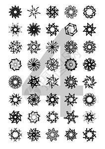 印字装饰品矢量数字徽章字体太阳插图马车蕾丝花丝花环星星图片