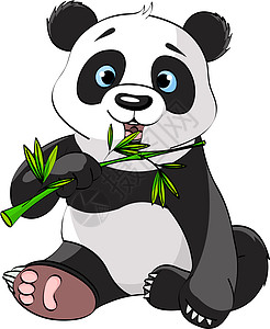 熊猫吃竹子剪贴绘画插图卡通片乐趣黑色白色小狗野生动物艺术图片