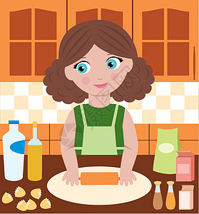 妇女准备面粉面包师美食女士蛋糕面团烹饪生活家庭滚动食物图片