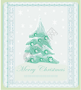 圣诞树卡摘要雪花季节风格假期绘画海报框架礼帽刷子民间图片