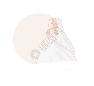 美丽的新娘粉色化妆品女士奢华金鱼花朵插图头发花环婚礼图片