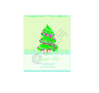 圣诞树卡摘要小路绘画降雪装饰品假期明信片装饰风格刷子夹子图片