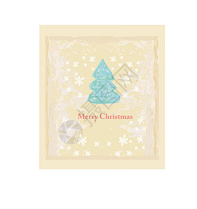 圣诞树卡摘要礼帽刷子蓝色卡片假期装饰季节风格海报夹子图片