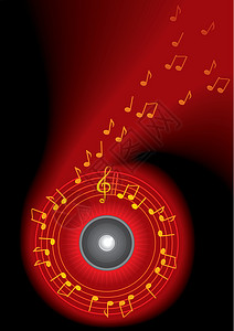 红色歌曲音乐背景笔记墙纸艺术条纹舞蹈圆圈扬声器插图作品旋律设计图片