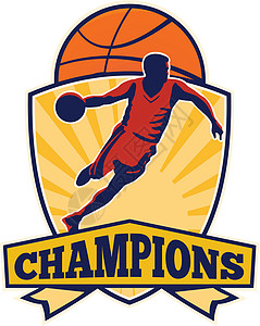 决赛篮球球运动员钻珠球盾牌雷特罗设计图片