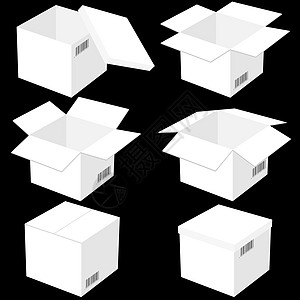 6个方框 在黑色背景上隔离 矢量插图零售打包机贮存空白互联网电脑团体运输包装货运图片