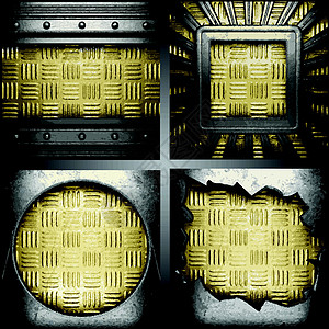 矢量金属背景成套金属金子艺术控制板风化边界盘子框架垃圾插头材料图片