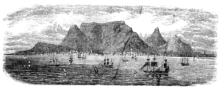 南非开普敦餐桌湾古年风景 南非开普顿桌台桌子旅行码头城市海洋运输艺术品海景地标图片