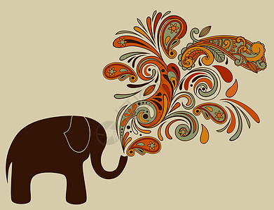 大象与花草模式 源自于他的树冠图片