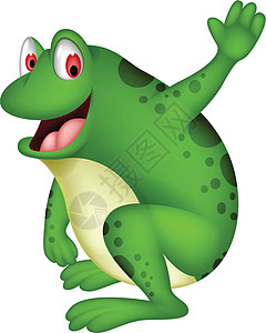笑着的可爱青蛙漫画嘎嘎卡通片荒野蟾蜍插图蛙跳快乐绿色微笑牛蛙图片