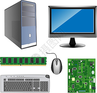 计算机部件老鼠电脑内存硬件平面技术屏幕显卡高科技工作站图片
