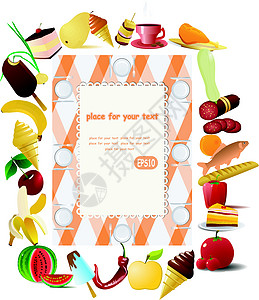 矢量插图餐厅地球卡片西瓜菜单水果胡椒早餐盘子框架图片