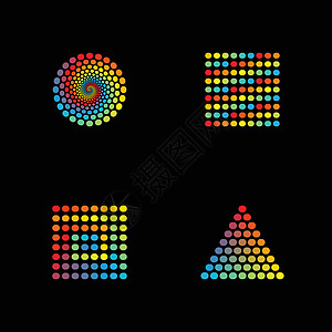 抽象频谱设计收藏指导调色板创造力网络黑色红色圆圈正方形彩虹图片