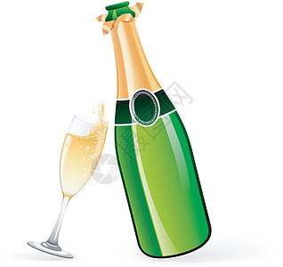 香槟酒杯香槟酒瓶和玻璃水晶生日卡片纪念日酒杯奢华插图假期星星酒精设计图片