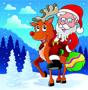 圣诞老人专题图2戏服载体绘画动物礼物传统男人季节驯鹿帽子图片