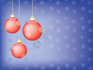 圣诞节背景玻璃新年蓝色明信片假期插图白色黄色雪花红色图片